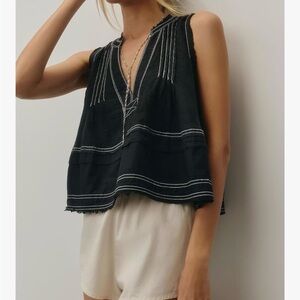 Amazon Black Sleeveless V-Neck Camisole with White Stitching